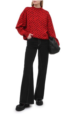 Женский свитер из шерсти и хлопка BALENCIAGA красного цвета по цене 92700 руб., арт. 648321/T1596 | Фото 2 Женский свитер из шерсти и хлопка BALENCIAGA красного цвета, арт. 648321/T1596 | Фото 2