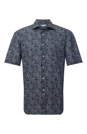 Мужская хлопковая рубашка KITON темно-синего цвета по цене 92600 руб., арт. UCIH0767305 | Фото 1 Мужская хлопковая рубашка KITON темно-синего цвета, арт. UCIH0767305 | Фото 1