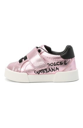 Детские кожаные кеды DOLCE & GABBANA розового цвета по цене 19200 руб., арт. DN0155/AN442 | Фото 2 Детские кожаные кеды DOLCE & GABBANA розового цвета, арт. DN0155/AN442 | Фото 2 (Материал внутренний: Натуральная кожа; Кросс-КТ: велькро; Материал внешний: Кожа)