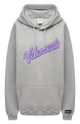 Женский хлопковое худи VETEMENTS серого цвета по цене 79950 руб., арт. UE51TR770G 1604/W | Фото 1 Женский хлопковое худи VETEMENTS серого цвета, арт. UE51TR770G 1604/W | Фото 1