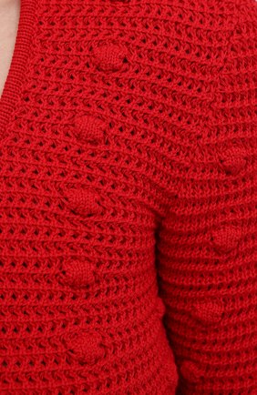 Женский хлопковый пуловер BOTTEGA VENETA красного цвета, арт. 647743/V0DW0 | Фото 5 (Рукава: Длинные; Длина (для топов): Стандартные; Региональные ограничения белый список (Axapta Mercury): RU; Материал внешний: Хлопок; Женское Кросс-КТ: Пуловер-одежда; Стили: Романтичный)