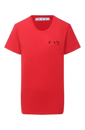 Женская хлопковая футболка OFF-WHITE красного цвета по цене 18750 руб., арт. 0WAA049R21JER004 | Фото 1 Женская хлопковая футболка OFF-WHITE красного цвета, арт. 0WAA049R21JER004 | Фото 1