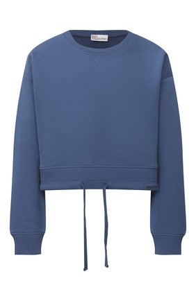 Женский хлопковый свитшот REDVALENTINO синего цвета по цене 22800 руб., арт. VR3MF06A/5PJ | Фото 1 Женский хлопковый свитшот REDVALENTINO синего цвета, арт. VR3MF06A/5PJ | Фото 1 (Рукава: Длинные; Женское Кросс-КТ: Свитшот-одежда; Материал внешний: Хлопок; Стили: Спорт-шик; Длина (для топов): Укороченные)