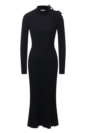 Женское шерстяное платье REDVALENTINO темно-синего цвета по цене 69950 руб., арт. VR3KD01U/5P6 | Фото 1 Женское шерстяное платье REDVALENTINO темно-синего цвета, арт. VR3KD01U/5P6 | Фото 1 (Женское Кросс-КТ: платье-футляр; Стили: Романтичный; Рукава: Длинные; Длина Ж (юбки, платья, шорты): Миди; Кросс-КТ: Трикотаж; Материал внешний: Шерсть; Случай: Повседневный)