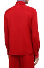Мужская шерстяная рубашка BOTTEGA VENETA красного цвета, арт. 647397/V0B20 | Фото 4 (Манжеты: На пуговицах; Воротник: Кент; Материал внешний: Шерсть; Рукава: Длинные; Рубашки М: Regular Fit; Случай: Повседневный; Длина (для топов): Стандартные; Региональные ограничения белый список (Axapta Mercury): RU; Принт: Однотонные; Стили: Минимализм)