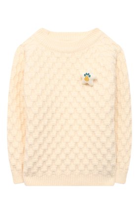 Детский пуловер ZHANNA & ANNA белого цвета, арт. ZAW03112020 | Фото 1 (Материал внешний: Шерсть; Рукава: Длинные; Девочки Кросс-КТ: Пуловер-одежда; Ростовка одежда: 5 лет | 110 см, 7 лет | 122 см)