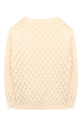 Детский пуловер ZHANNA & ANNA белого цвета, арт. ZAW03112020 | Фото 2 (Материал внешний: Шерсть; Рукава: Длинные; Девочки Кросс-КТ: Пуловер-одежда; Ростовка одежда: 5 лет | 110 см, 7 лет | 122 см)