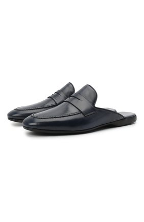 Мужского кожаные домашние туфли FARFALLA темно-синего цвета, арт. G13 | Фото 1 (Материал внешний: Кожа; Материал внутренний: Натуральная кожа; Мужское Кросс-КТ: тапочки-обувь)