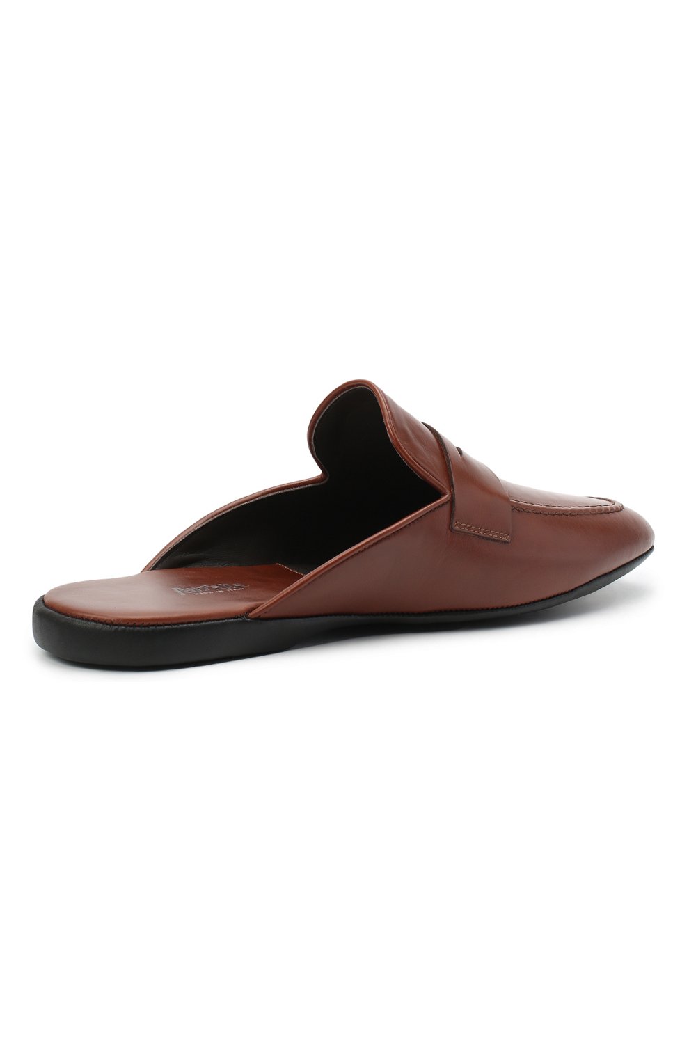 Мужского кожаные домашние туфли FARFALLA коричневого цвета, арт. G13 | Фото 4 (Материал внешний: Кожа; Материал внутренний: Натуральная кожа; Мужское Кросс-КТ: тапочки-обувь)