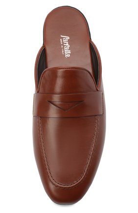 Мужского кожаные домашние туфли FARFALLA коричневого цвета, арт. G13 | Фото 5 (Материал внешний: Кожа; Материал внутренний: Натуральная кожа; Мужское Кросс-КТ: тапочки-обувь)