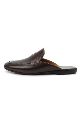 Мужского кожаные домашние туфли FARFALLA темно-коричневого цвета, арт. G13 | Фото 3 (Материал внешний: Кожа; Материал внутренний: Натуральная кожа; Мужское Кросс-КТ: тапочки-обувь)