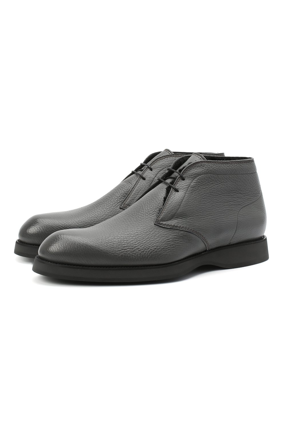 Мужские кожаные ботинки BRIONI серого цвета, арт. QQC30L/09712 | Фото 1 (Материал внешний: Кожа; Материал утеплителя: Натуральный мех; Мужское Кросс-КТ: Ботинки-обувь, Дезерты-обувь, зимние ботинки; Материал внутренний: Натуральная кожа; Региональные ограничения белый список (Axapta Mercury): RU; Подошва: Плоская)