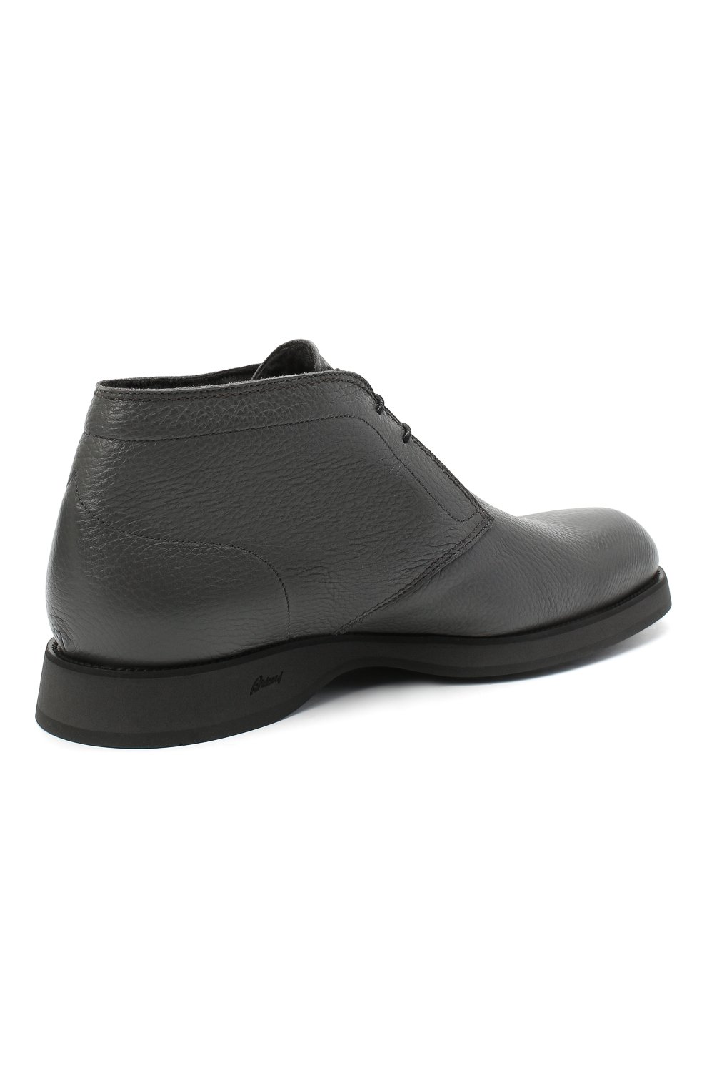 Мужские кожаные ботинки BRIONI серого цвета, арт. QQC30L/09712 | Фото 4 (Материал внешний: Кожа; Материал утеплителя: Натуральный мех; Мужское Кросс-КТ: Ботинки-обувь, Дезерты-обувь, зимние ботинки; Материал внутренний: Натуральная кожа; Региональные ограничения белый список (Axapta Mercury): RU; Подошва: Плоская)