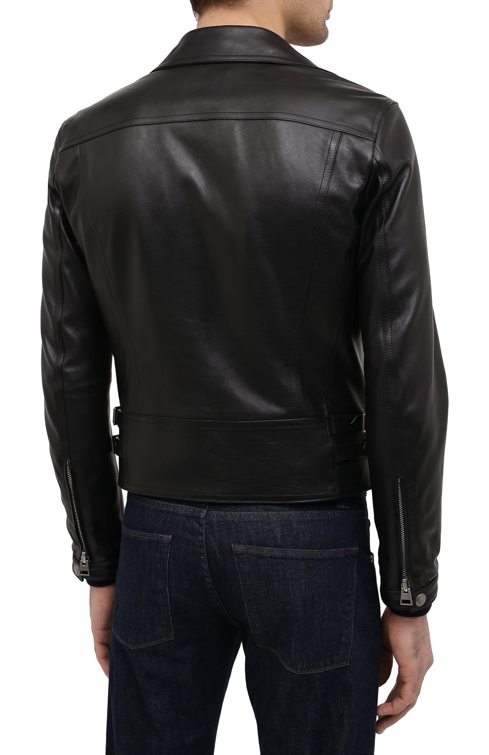 Мужская кожаная куртка TOM FORD черного цвета, арт. BW486/TFL827 | Фото 4 (Кросс-КТ: Куртка; Рукава: Длинные; Стили: Гранж; Региональные ограничения белый список (Axapta Mercury): RU; Материал внешний: Натуральная кожа; Мужское Кросс-КТ: Кожа и замша; Длина (верхняя одежда): Короткие; Материал подклада: Купро)