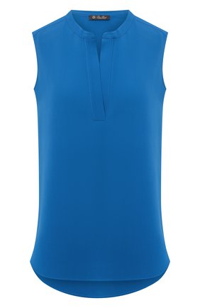Женский шелковый топ LORO PIANA синего цвета по цене 111000 руб., арт. FAL0549 | Фото 1 Женский шелковый топ LORO PIANA синего цвета, арт. FAL0549 | Фото 1