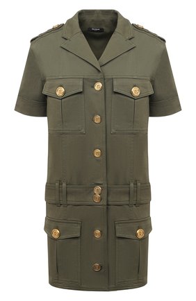 Женское хлопковое платье BALMAIN хаки цвета по цене 132000 руб., арт. VF16154/D086 | Фото 1 Женское хлопковое платье BALMAIN хаки цвета, арт. VF16154/D086 | Фото 1