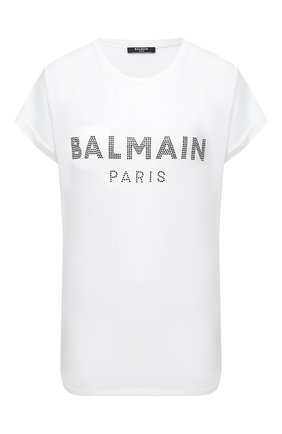 Женская хлопковая футболка BALMAIN белого цвета по цене 25650 руб., арт. VF11351/B011 | Фото 1 Женская хлопковая футболка BALMAIN белого цвета, арт. VF11351/B011 | Фото 1
