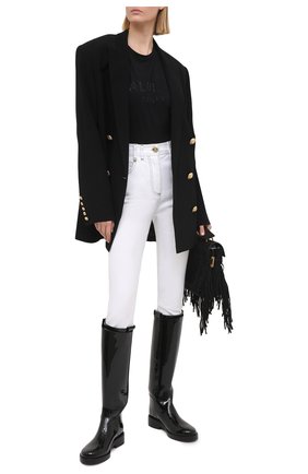 Женская хлопковая футболка BALMAIN черного цвета по цене 25650 руб., арт. VF11351/B011 | Фото 2 Женская хлопковая футболка BALMAIN черного цвета, арт. VF11351/B011 | Фото 2