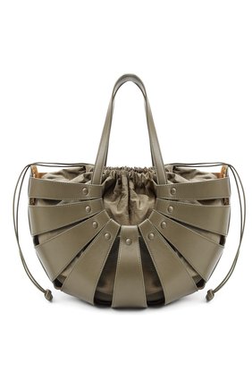 Женская сумка shell medium BOTTEGA VENETA серого цвета, арт. 651577/VMAUH | Фото 1 (Материал: Натуральная кожа; Сумки-технические: Сумки top-handle; Размер: medium)