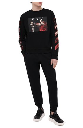 Мужской хлопковый свитшот OFF-WHITE черного цвета по цене 39950 руб., арт. 0MBA025R21FLE005 | Фото 2 Мужской хлопковый свитшот OFF-WHITE черного цвета, арт. 0MBA025R21FLE005 | Фото 2