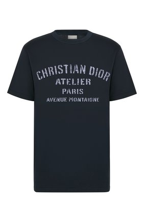 Мужская хлопковая футболка DIOR темно-синего цвета по цене 55000 руб., арт. 043J615A0589C589 | Фото 1 Мужская хлопковая футболка DIOR темно-синего цвета, арт. 043J615A0589C589 | Фото 1 (Материал внешний: Хлопок; Рукава: Короткие; Стили: Гранж; Принт: С принтом)