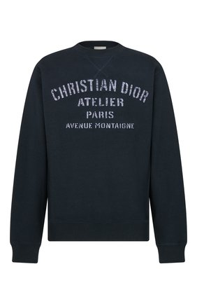 Мужской хлопковый свитшот DIOR темно-синего цвета по цене 95000 руб., арт. 043J655A0531C589 | Фото 1 Мужской хлопковый свитшот DIOR темно-синего цвета, арт. 043J655A0531C589 | Фото 1 (Принт: С принтом; Стили: Гранж; Материал внешний: Хлопок; Мужское Кросс-КТ: свитшот-одежда)