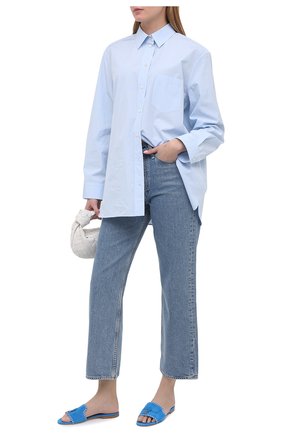 Женские замшевые шлепанцы LORO PIANA синего цвета по цене 62900 руб., арт. FAL5901 | Фото 2 Женские замшевые шлепанцы LORO PIANA синего цвета, арт. FAL5901 | Фото 2