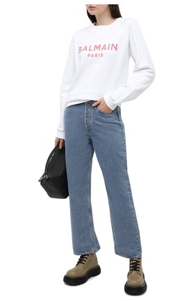 Женский хлопковый свитшот BALMAIN белого цвета по цене 46100 руб., арт. VF13691/B002 | Фото 2 Женский хлопковый свитшот BALMAIN белого цвета, арт. VF13691/B002 | Фото 2