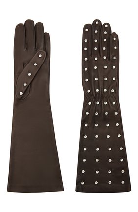 Женские кожаные перчатки BOTTEGA VENETA темно-коричневого цвета по цене 39950 руб., арт. 649948/3V00F | Фото 2 Женские кожаные перчатки BOTTEGA VENETA темно-коричневого цвета, арт. 649948/3V00F | Фото 2
