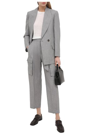 Женские брюки из шерсти и льна BRUNELLO CUCINELLI серого цвета по цене 99500 руб., арт. MF509P7541 | Фото 2 Женские брюки из шерсти и льна BRUNELLO CUCINELLI серого цвета, арт. MF509P7541 | Фото 2
