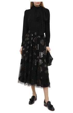 Женская юбка VALENTINO черного цвета по цене 568500 руб., арт. VB3RA7E01ED | Фото 2 Женская юбка VALENTINO черного цвета, арт. VB3RA7E01ED | Фото 2 (Длина Ж (юбки, платья, шорты): Миди; Стили: Гламурный; Материал внешний: Синтетический материал; Материал подклада: Вискоза)