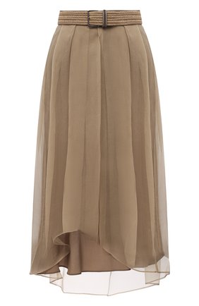 Женская шелковая юбка BRUNELLO CUCINELLI хаки цвета по цене 154000 руб., арт. MF940G3070 | Фото 1 Женская шелковая юбка BRUNELLO CUCINELLI хаки цвета, арт. MF940G3070 | Фото 1