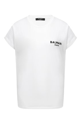 Женская хлопковая футболка BALMAIN черно-белого цвета по цене 23350 руб., арт. VF11351/B013 | Фото 1 Женская хлопковая футболка BALMAIN черно-белого цвета, арт. VF11351/B013 | Фото 1