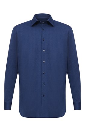 Мужская хлопковая рубашка ZILLI синего цвета, арт. MFU-64034-0001/0012/45-49 | Фото 1 (Случай: Повседневный; Воротник: Кент; Стили: Кэжуэл; Рубашки М: Regular Fit; Рукава: Длинные; Материал внешний: Хлопок; Длина (для топов): Стандартные; Принт: Однотонные; Манжеты: На пуговицах; Региональные ограничения белый список (Axapta Mercury): RU)