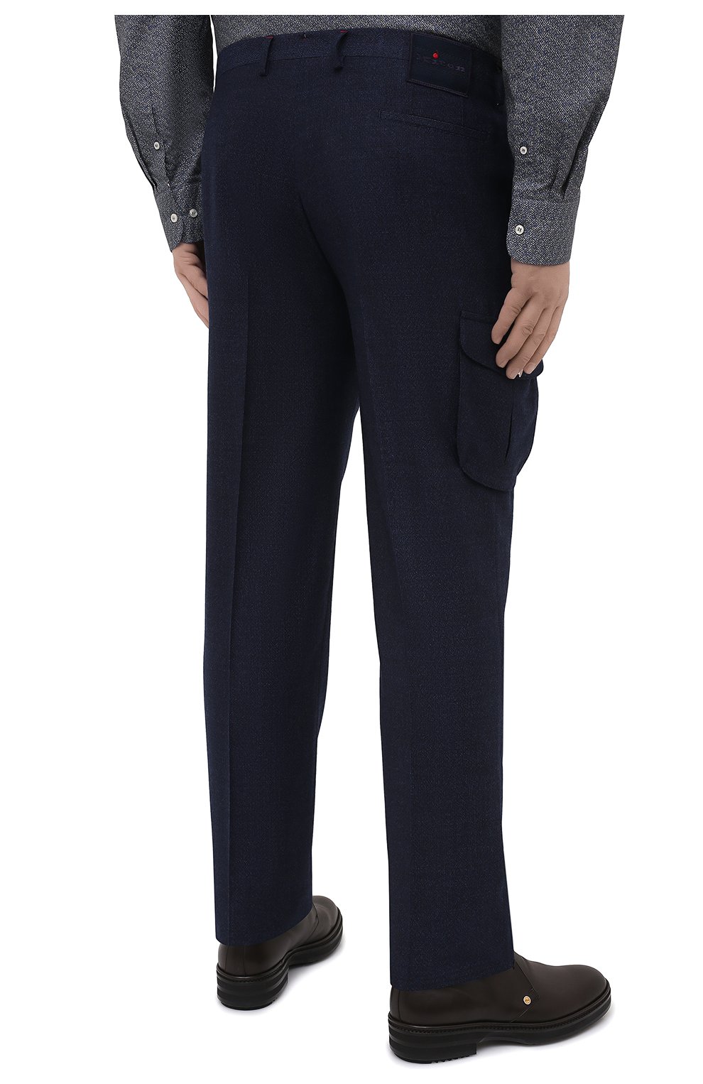 Мужские шерстяные брюки-карго KITON синего цвета, арт. UFPPCAK01T52/44-52 | Фото 4 (Силуэт М (брюки): Карго; Big sizes: Big Sizes; Материал внешний: Шерсть; Длина (брюки, джинсы): Стандартные; Случай: Повседневный; Региональные ограничения белый список (Axapta Mercury): RU; Стили: Кэжуэл)