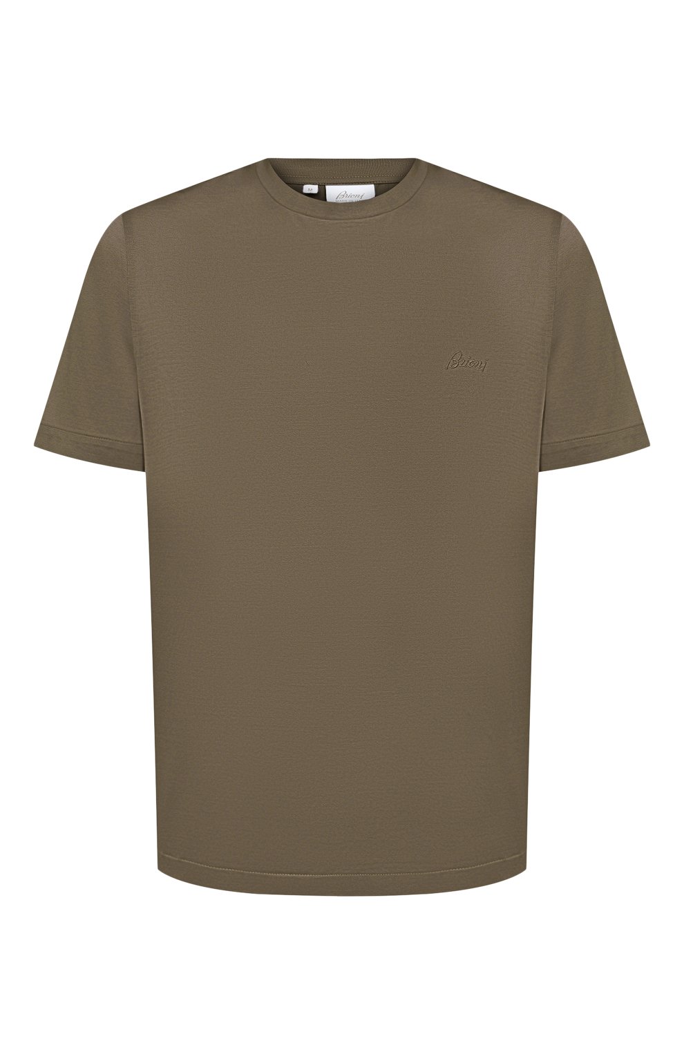 Мужская хлопковая футболка BRIONI хаки цвета, арт. UJCA0L/PZ600 | Фото 1 (Принт: Без принта; Рукава: Короткие; Длина (для топов): Стандартные; Региональные ограничения белый список (Axapta Mercury): RU; Материал внешний: Хлопок; Стили: Кэжуэл)