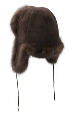 Мужская шапка-ушанка с отделкой из меха соболя FURLAND коричневого цвета, арт. 0106203210066100007 | Фото 2 (Материал: Натуральная кожа, Натуральный мех)
