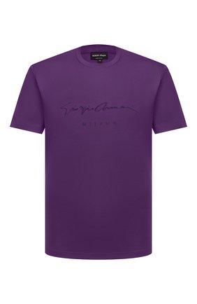 Мужская хлопковая футболка GIORGIO ARMANI фиолетового цвета по цене 38250 руб., арт. 6GSM90/SJRQZ | Фото 1 Мужская хлопковая футболка GIORGIO ARMANI фиолетового цвета, арт. 6GSM90/SJRQZ | Фото 1 (Длина (для топов): Стандартные; Материал внешний: Хлопок; Стили: Кэжуэл; Рукава: Короткие; Принт: Без принта)