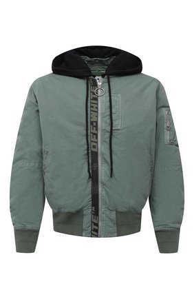 Мужской хлопковый бомбер OFF-WHITE хаки цвета по цене 95200 руб., арт. 0MEH028R21FAB001 | Фото 1 Мужской хлопковый бомбер OFF-WHITE хаки цвета, арт. 0MEH028R21FAB001 | Фото 1