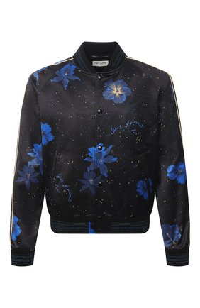 Мужской бомбер из хлопка и вискозы SAINT LAURENT черного цвета по цене 190500 руб., арт. 649112/Y1C02 | Фото 1 Мужской бомбер из хлопка и вискозы SAINT LAURENT черного цвета, арт. 649112/Y1C02 | Фото 1 (Принт: С принтом; Материал внешний: Вискоза, Хлопок; Материал подклада: Купро; Рукава: Длинные; Длина (верхняя одежда): Короткие; Стили: Романтичный; Кросс-КТ: Куртка)