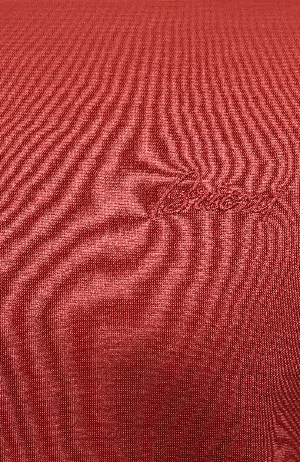 Мужская хлопковая футболка BRIONI оранжевого цвета, арт. UJCA0L/PZ600 | Фото 5 (Принт: Без принта; Рукава: Короткие; Длина (для топов): Стандартные; Региональные ограничения белый список (Axapta Mercury): RU; Материал внешний: Хлопок; Стили: Кэжуэл)