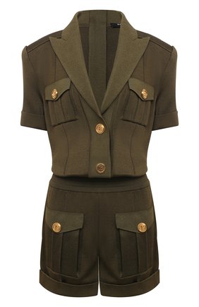 Женский комбинезон из вискозы BALMAIN зеленого цвета по цене 224000 руб., арт. VF15292/K223 | Фото 1 Женский комбинезон из вискозы BALMAIN зеленого цвета, арт. VF15292/K223 | Фото 1