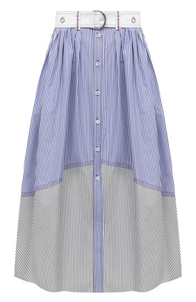 Женская хлопковая юбка CHLOÉ голубого цвета, арт. CHC21SJU76045 | Фото 1 (Длина Ж (юбки, платья, шорты): Миди; Материал внешний: Хлопок; Стили: Романтичный)