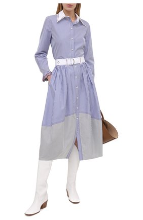 Женская хлопковая юбка CHLOÉ голубого цвета, арт. CHC21SJU76045 | Фото 2 (Длина Ж (юбки, платья, шорты): Миди; Материал внешний: Хлопок; Стили: Романтичный)