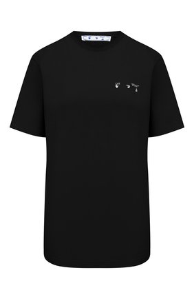 Женская хлопковая футболка OFF-WHITE черного цвета по цене 28300 руб., арт. 0WAA049R21JER001 | Фото 1 Женская хлопковая футболка OFF-WHITE черного цвета, арт. 0WAA049R21JER001 | Фото 1