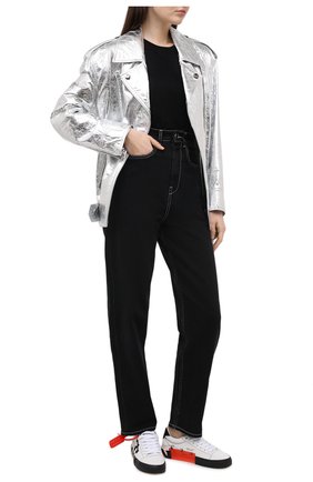 Женская хлопковая футболка OFF-WHITE черного цвета по цене 28300 руб., арт. 0WAA049R21JER001 | Фото 2 Женская хлопковая футболка OFF-WHITE черного цвета, арт. 0WAA049R21JER001 | Фото 2