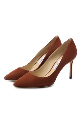 Женские замшевые туфли romy 85 JIMMY CHOO коричневого цвета по цене 48100 руб., арт. R0MY 85/SUE | Фото 1 Женские замшевые туфли romy 85 JIMMY CHOO коричневого цвета, арт. R0MY 85/SUE | Фото 1