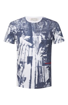 Мужская хлопковая футболка ALEXANDER MCQUEEN синего цвета по цене 35400 руб., арт. 650408/QQZ62 | Фото 1 Мужская хлопковая футболка ALEXANDER MCQUEEN синего цвета, арт. 650408/QQZ62 | Фото 1 (Рукава: Короткие; Длина (для топов): Стандартные; Стили: Гранж; Принт: С принтом; Материал внешний: Хлопок)