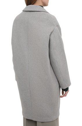 Женское пальто ISABEL MARANT ETOILE серого цвета, арт. MA0908-21P005E/LIMI | Фото 4 (Материал внешний: Шерсть, Синтетический материал; Рукава: Длинные; Длина (верхняя одежда): До колена; Региональные ограничения белый список (Axapta Mercury): RU; 1-2-бортные: Однобортные; Материал подклада: Вискоза; Стили: Кэжуэл)