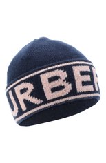 Женская кашемировая шапка BURBERRY темно-синего цвета, арт. 8037052 | Фото 1 (Материал: Текстиль, Кашемир, Шерсть)